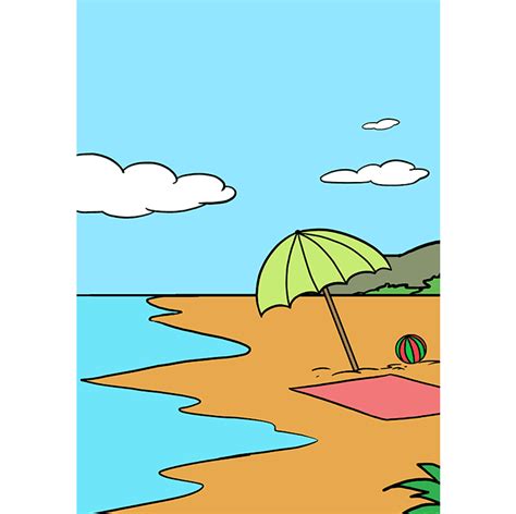 How To Draw A Beach Umbrella Step By Step