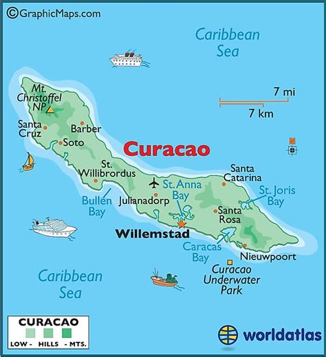 Large Curacao Map by World Atlas