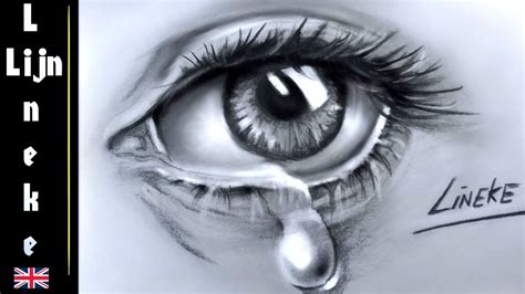 Realistic EYE and teardrop drawing charcoal and pastel pencil - YouTube