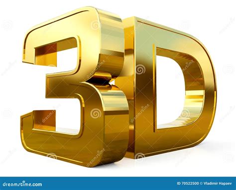 Gold 3D Logo on White Background with Reflection Effect. Stock ...