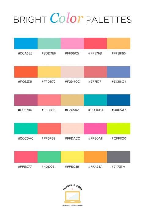 Color Palettes for Web, Digital, Blog & Graphic Design with Hexadecimal ...