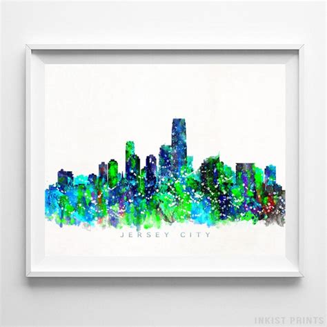 Jersey City Skyline Print Watercolor Art New Jersey Wall - Etsy