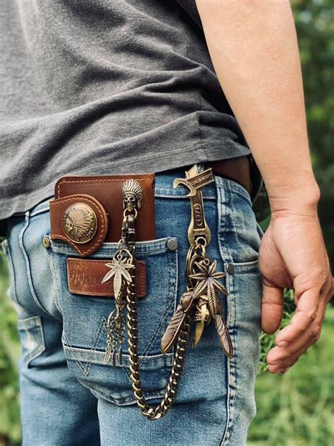 Biker wallet chain brass toned chain and key chains. | Etsy