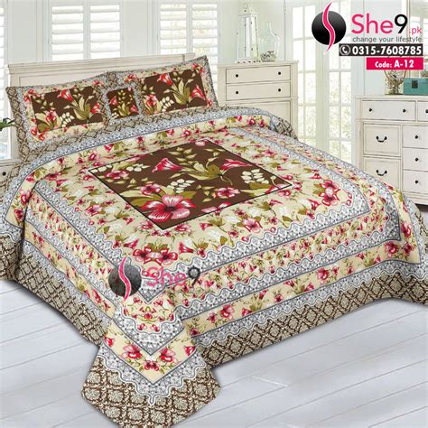 Decent Floral Printed Bedsheet Design 2023 - She9.Pk