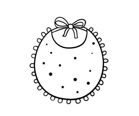 Baby bib doodle sketch. Outline illustration isolated on white ...