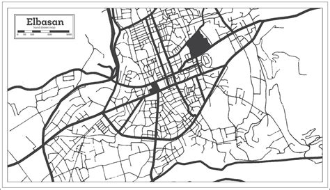 Elbasan Albania City Map in Black and White Color in Retro Style ...