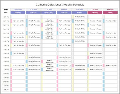 Weekly Schedule Excel Template Planner Template Excel Schedule Tracker ...