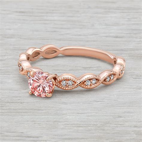 Gorgeous 14K Rose Gold and Pink Diamond (.45ct) Engagement Ring - Pink ...