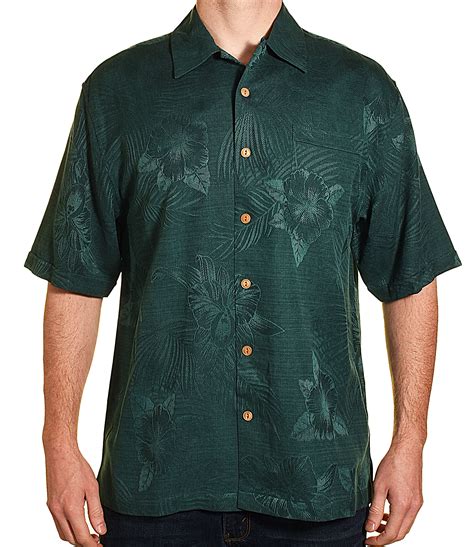 Jamaica Jaxx - Jamaica Jaxx Mens Silk Hawaiian Aloha Shirt (Dark Green ...