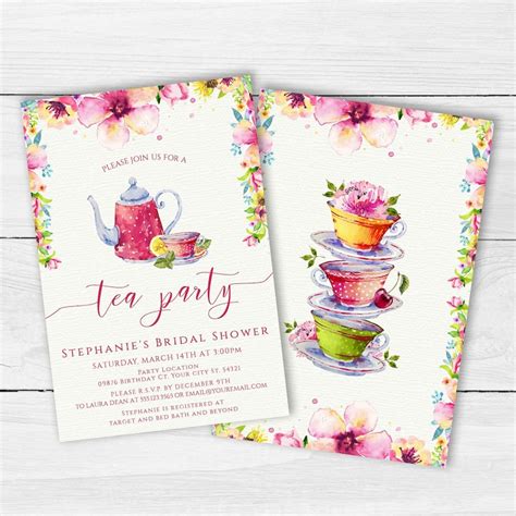 Tea Party Birthday Invitations Floral Tea Party Invitations - Etsy