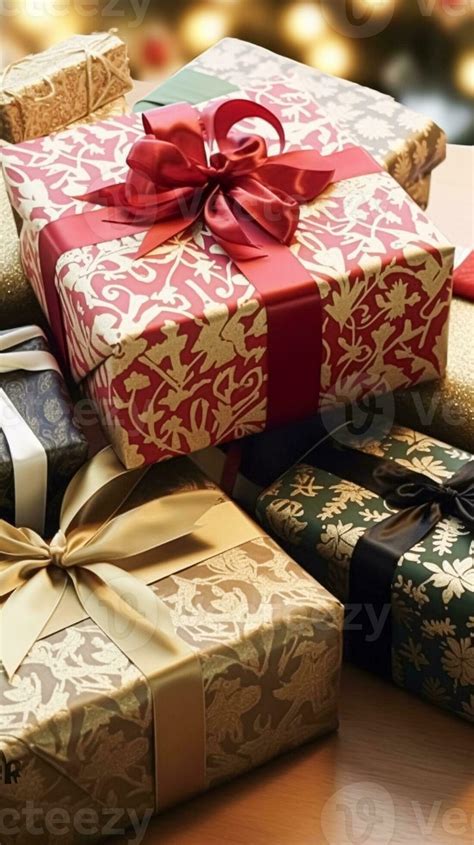 AI generated Holiday gifts and presents, country cottage style wrapped ...