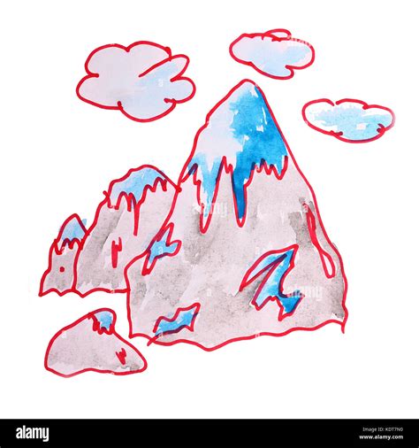 Mountain watercolor drawing isolated on white background Stock Photo ...