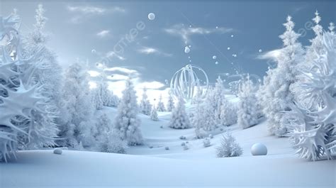 Winter Wonderland Snowy Lands Wallpaper Background, 3d Render Abstract ...