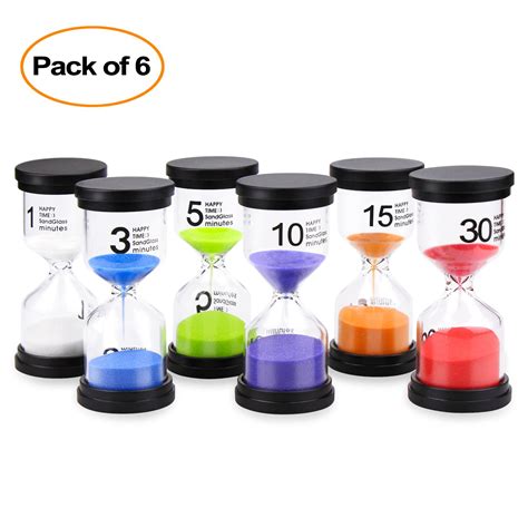 Sand Timer Mosskic 6 Colors Hourglass Timer 1/3/5/10/15/30 minutes ...