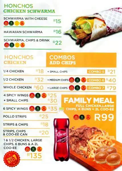 Honchos Menu, Menu for Honchos, CBD, Pretoria - Zomato SA