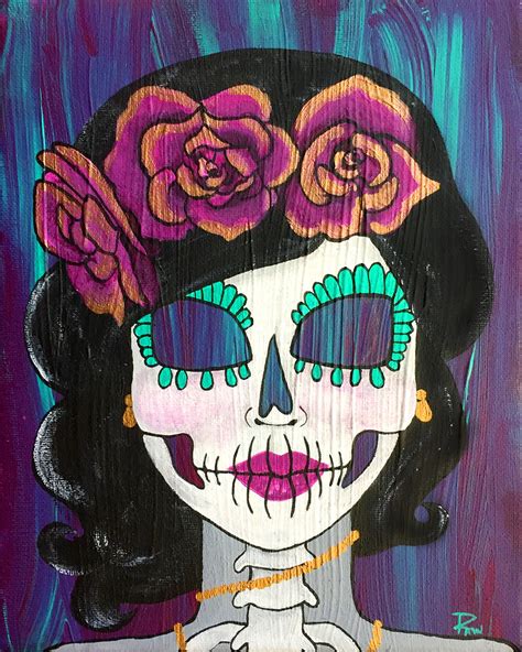 Calavera Catrina Painting Colorful Skull Art Print - Etsy