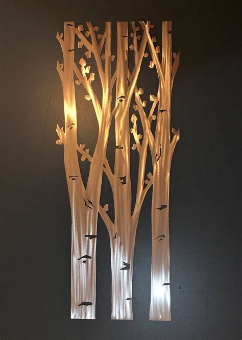 Tree Wall Decor Aspen Trees Metal Artwork Metallic Art Sculpture Tree ...