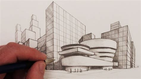 How to Draw 2-Point Perspective: The Guggenheim New York