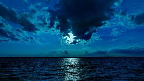 3840x2160 Night Moon Sea Sky Blue 4k 4K ,HD 4k Wallpapers,Images ...