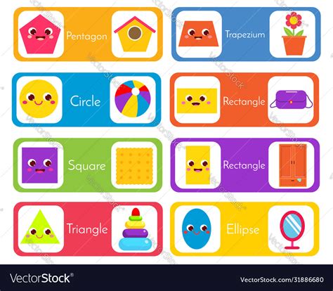 Learning geometric shapes for kids set Royalty Free Vector