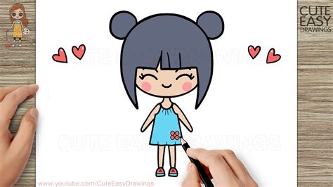 How to Draw a Cute Girl, Easy Drawings - YouTube