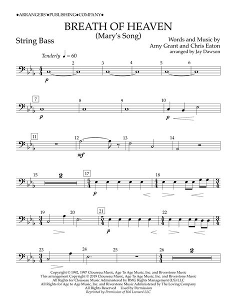 Breath of Heaven (Mary's Song) (arr. Jay Dawson) - String Bass by Amy ...