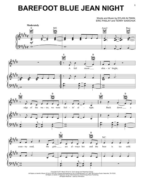 Jake Owen - Barefoot Blue Jean Night sheet music