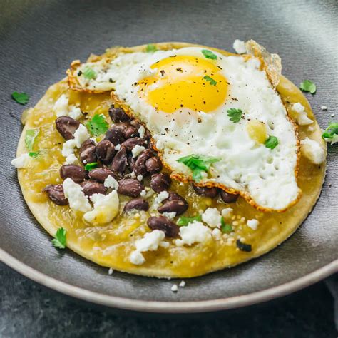 Huevos rancheros with salsa verde and black beans - savory tooth