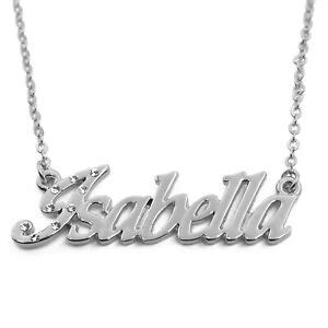 Name Necklace "ISABELLA" - 18ct White Gold Plated - Custom Identity ...