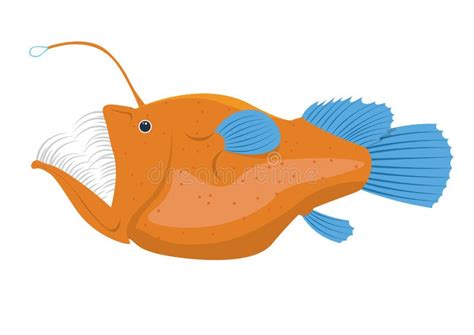 Angler Fish Illustration Isolated on a White Background Stock ...