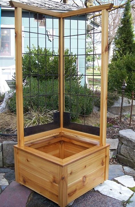 Planter Cedar and Steel Corner Planter Box by MiscKDesigns on Etsy ...