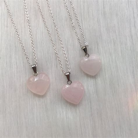 Pale Rose Quartz Heart Necklace Small 18mm on Your Choice of - Etsy UK