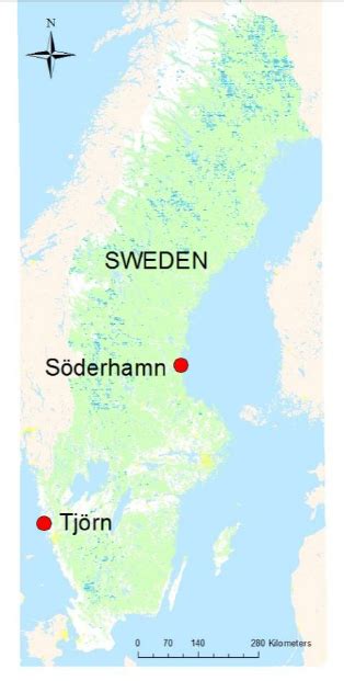 A map of Sweden and the areas (Tjörn and Söderhamn) being discussed in ...