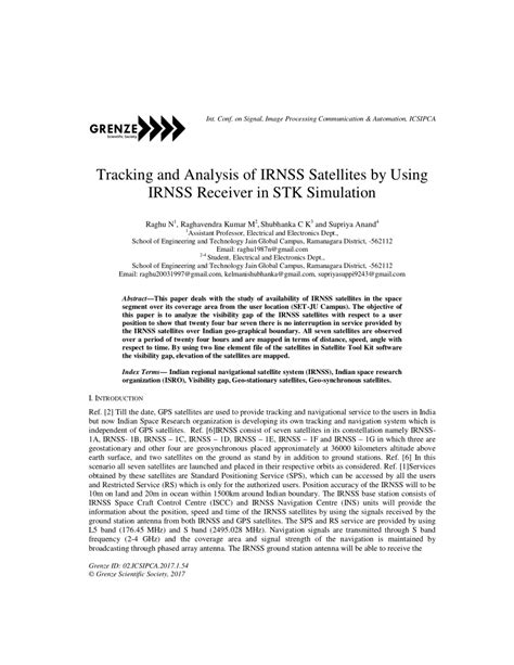 (PDF) Tracking and Analysis of IRNSS Satellites by Using IRNSS Receiver ...