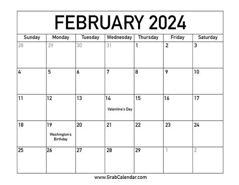 Free Printable February 2024 Calendar With Holidays - Iona Renate