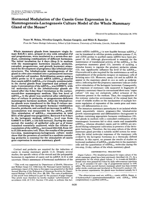 (PDF) Hormonal modulation of the casein gene expression in a ...