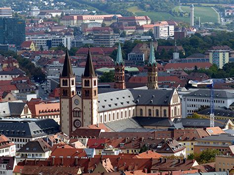 Würzburg - Cathedral (Dom) St. Kilian seen form Fortress Marienberg ...