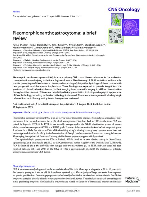 (PDF) Pleomorphic xanthoastrocytoma: a brief review | Nupur Brahmbhatt ...