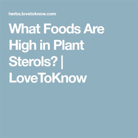 What Foods Are High in Plant Sterols? | LoveToKnow | Plant sterols ...