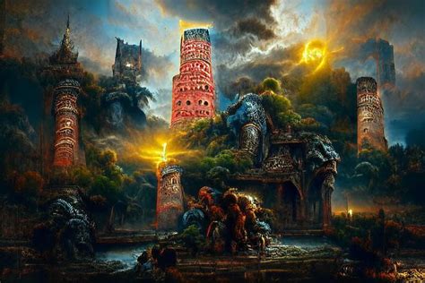 Babylon tower beautifully lit by Ferdinand Knab oil on canvas Unreal ...