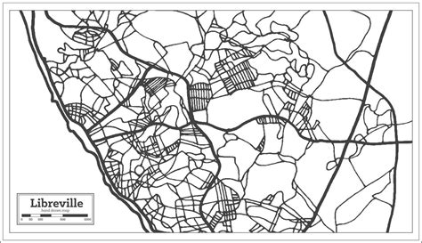 Libreville Gabon Map in Black and White Color. 17494705 Vector Art at ...