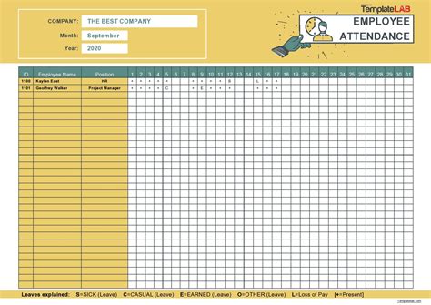 Attendance Form Template