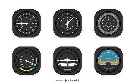 Airplane Cockpit Instruments Design Set Vector Download