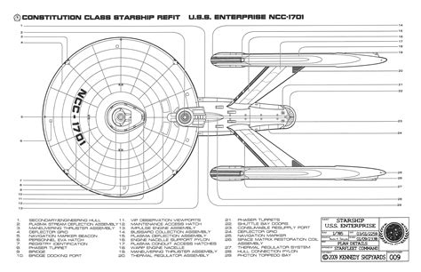 U.S.S. Enterprise NCC-1701 - Constitution Class Starship Refit Blueprints