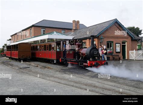 Steam train at Tywyn Wharf Station Tal y Llyn Narrow Gauge Railway ...