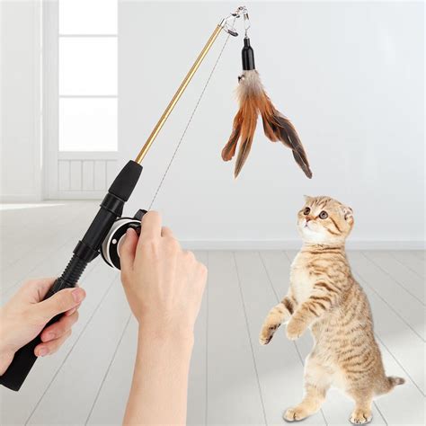 OTVIAP Pet Cat Teaser, Cat Toy,Plastic Pet Cat Teaser Playing Rod Stick ...