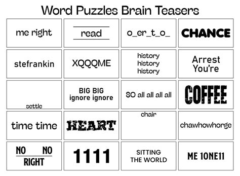 Free Printable Brain Teasers With Answers | Printablee | Word puzzles ...