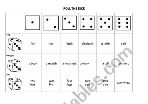 ROLL THE DICE GAME - ESL worksheet by neus.brugue