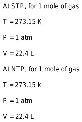 20. What is the exact volume of gas a NTP and STP and what is the ...