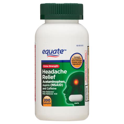 Equate Extra Strength Headache Relief Acetaminophen/Aspirin/Caffeine ...